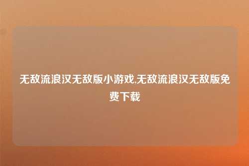 无敌流浪汉无敌版小游戏,无敌流浪汉无敌版免费下载
