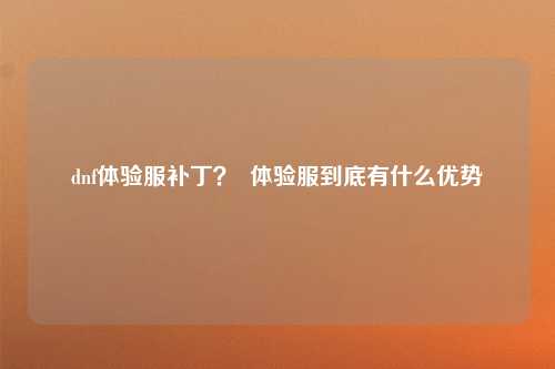 dnf体验服补丁？  体验服到底有什么优势