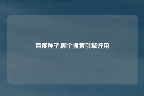 百度种子,哪个搜索引擎好用