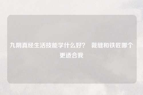 九阴真经生活技能学什么好？  裁缝和铁匠哪个更适合我