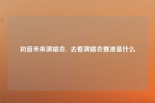 初音未来演唱会,  去看演唱会要准备什么