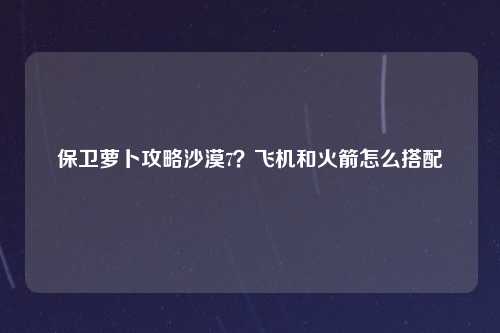 保卫萝卜攻略沙漠7？飞机和火箭怎么搭配