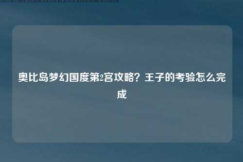 奥比岛梦幻国度第2宫攻略？王子的考验怎么完成