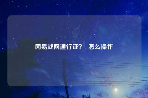 网易战网通行证？  怎么操作