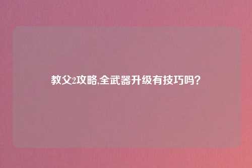 教父2攻略,全武器升级有技巧吗？