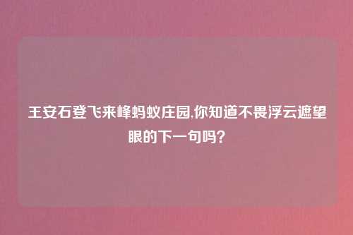 王安石登飞来峰蚂蚁庄园,你知道不畏浮云遮望眼的下一句吗？