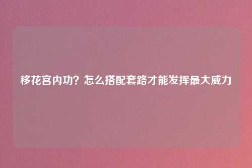 移花宫内功？怎么搭配套路才能发挥最大威力
