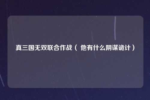 真三国无双联合作战（ 他有什么阴谋诡计）