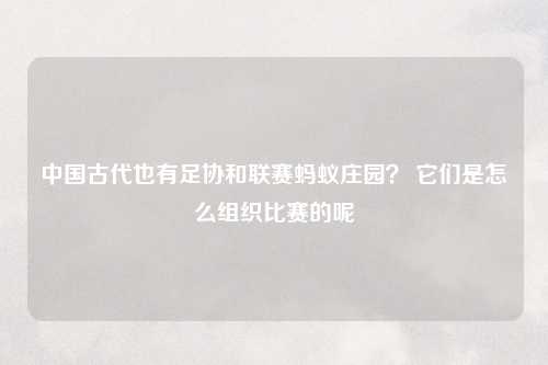 中国古代也有足协和联赛蚂蚁庄园？ 它们是怎么组织比赛的呢