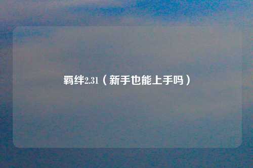 羁绊2.31（新手也能上手吗）