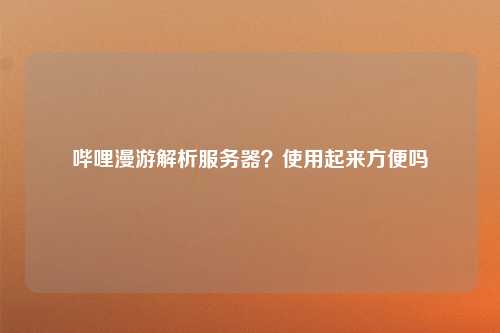 哔哩漫游解析服务器？使用起来方便吗