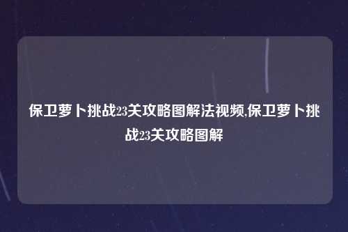 保卫萝卜挑战23关攻略图解法视频,保卫萝卜挑战23关攻略图解