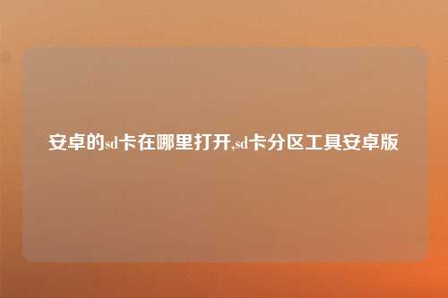 安卓的sd卡在哪里打开,sd卡分区工具安卓版