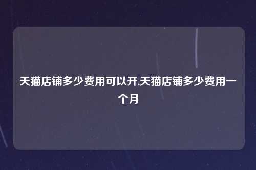 天猫店铺多少费用可以开,天猫店铺多少费用一个月