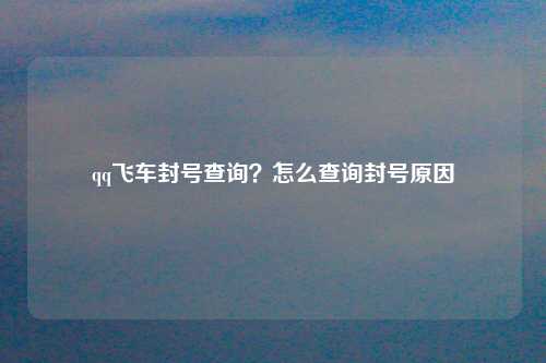 qq飞车封号查询？怎么查询封号原因