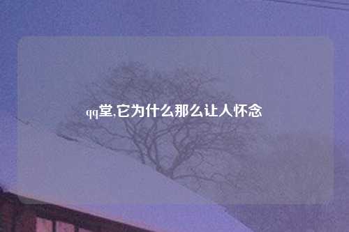 qq堂,它为什么那么让人怀念