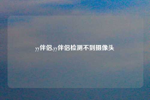 yy伴侣,yy伴侣检测不到摄像头