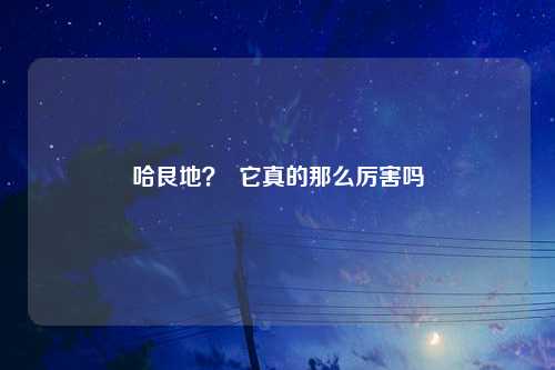 哈艮地？  它真的那么厉害吗