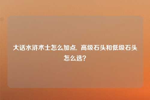 大话水浒术士怎么加点,  高级石头和低级石头怎么选？