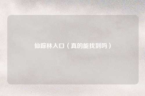 仙踪林入口（真的能找到吗）