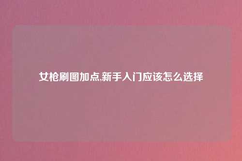 女枪刷图加点,新手入门应该怎么选择