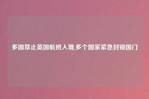 多国禁止英国航班入境,多个国家紧急封锁国门