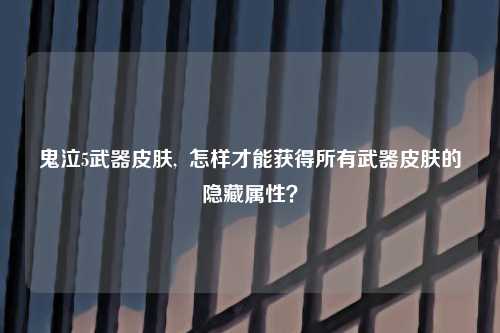 鬼泣5武器皮肤,  怎样才能获得所有武器皮肤的隐藏属性？