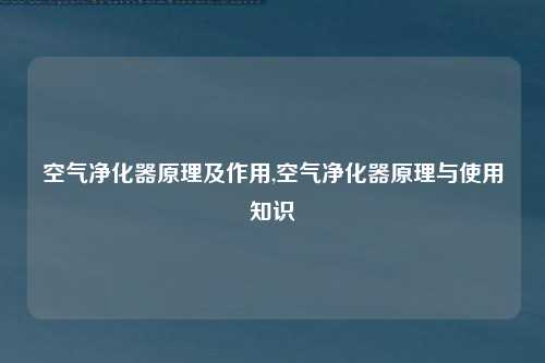 空气净化器原理及作用,空气净化器原理与使用知识