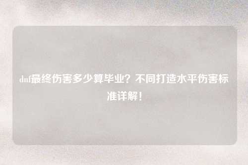 dnf最终伤害多少算毕业？不同打造水平伤害标准详解！