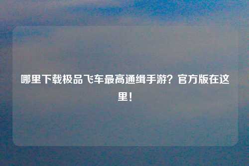 哪里下载极品飞车最高通缉手游？官方版在这里！