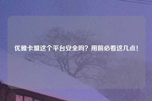 优雅卡盟这个平台安全吗？用前必看这几点！
