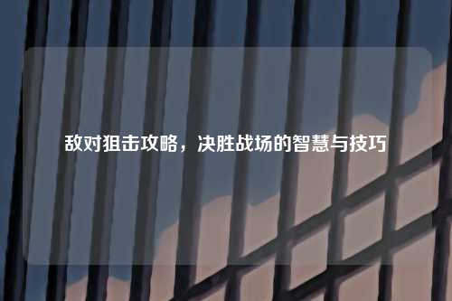 敌对狙击攻略，决胜战场的智慧与技巧