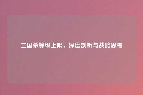 三国杀等级上限，深度剖析与战略思考