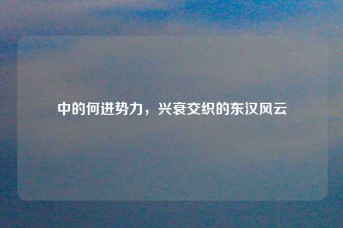 中的何进势力，兴衰交织的东汉风云