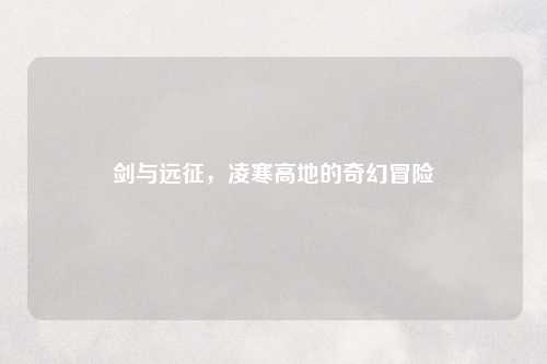 剑与远征，凌寒高地的奇幻冒险