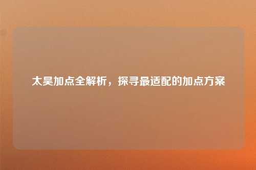 太昊加点全解析，探寻最适配的加点方案