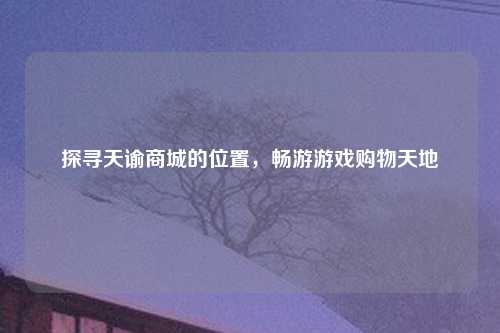 探寻天谕商城的位置，畅游游戏购物天地