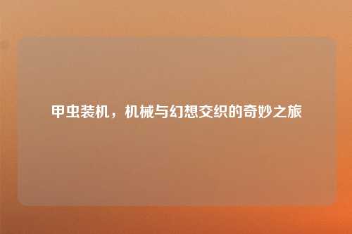 甲虫装机，机械与幻想交织的奇妙之旅