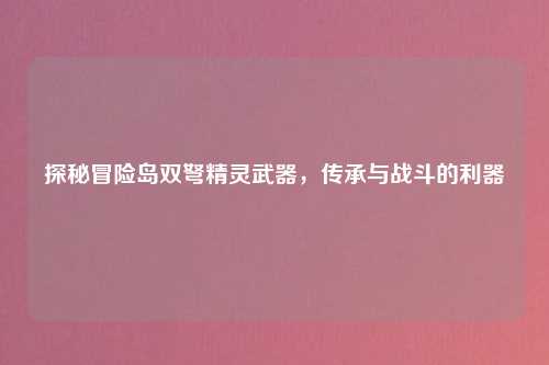 探秘冒险岛双弩精灵武器，传承与战斗的利器