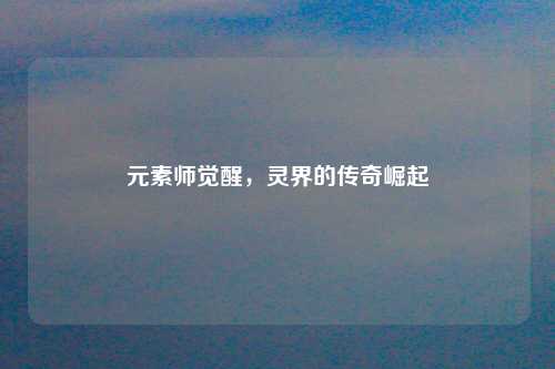 元素师觉醒，灵界的传奇崛起