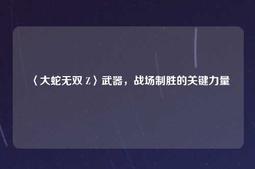 〈大蛇无双 Z〉武器，战场制胜的关键力量