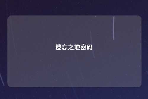 遗忘之地密码
