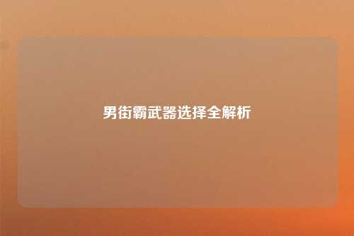 男街霸武器选择全解析
