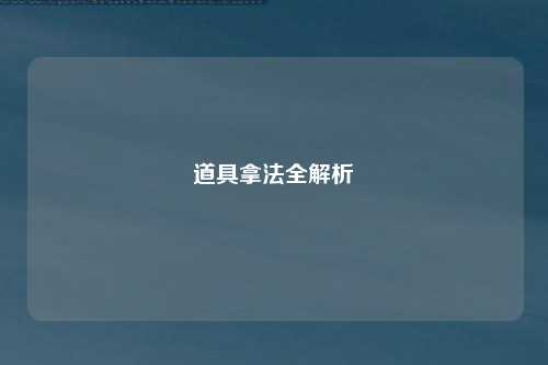 道具拿法全解析
