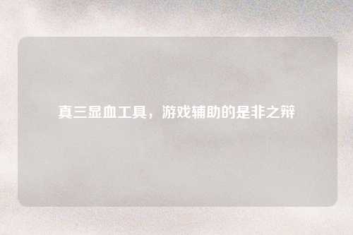 真三显血工具，游戏辅助的是非之辩