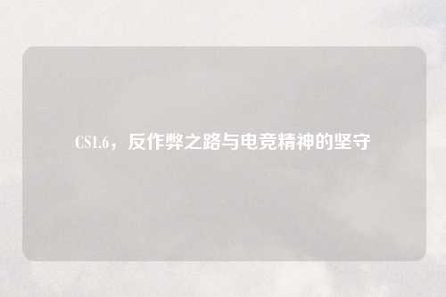 CS1.6，反作弊之路与电竞精神的坚守