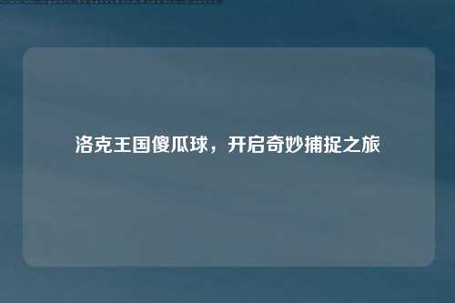 洛克王国傻瓜球，开启奇妙捕捉之旅