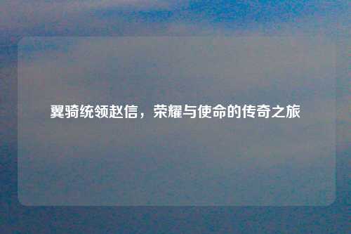 翼骑统领赵信，荣耀与使命的传奇之旅