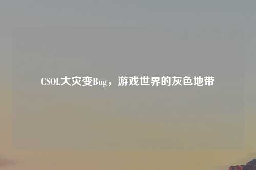 CSOL大灾变Bug，游戏世界的灰色地带