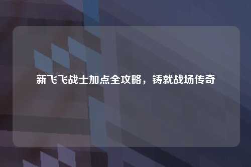 新飞飞战士加点全攻略，铸就战场传奇